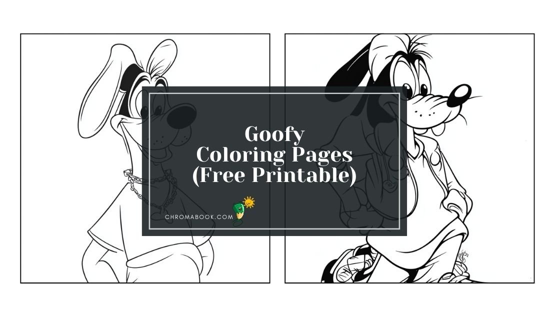 A whimsical Goofy character surrounded by fun patterns and shapes on this free printable coloring page for kids.