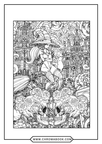 A whimsical Halloween-themed coloring page featuring pumpkins, ghosts, and bats; perfect for festive creativity. Free printable!