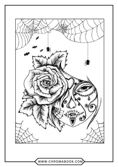 A spooky Halloween-themed coloring page featuring pumpkins, ghosts, and bats, perfect for festive creativity. Free printable!