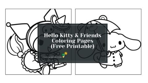 A whimsical Hello Kitty and friends coloring page featuring cute characters in a playful scene. Free printable for creative fun!