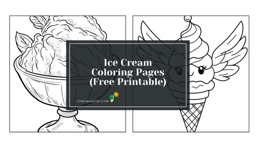 A whimsical coloring page featuring various ice cream cones and sundaes, perfect for a fun activity. Free printable for all ages!
