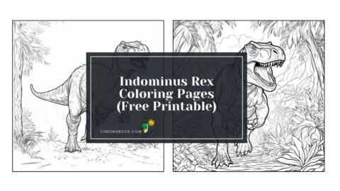 A detailed coloring page featuring the fierce Indominus Rex, perfect for dinosaur enthusiasts; available as a free printable.