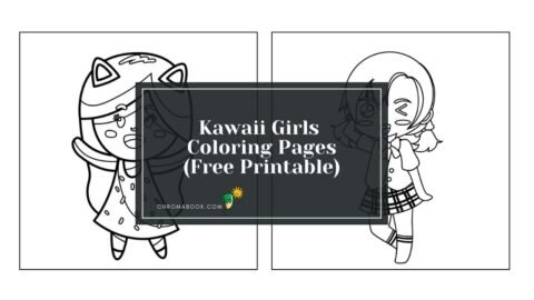 A whimsical kawaii girls coloring page featuring cute characters and playful designs, perfect for kids; free printable for creative fun!