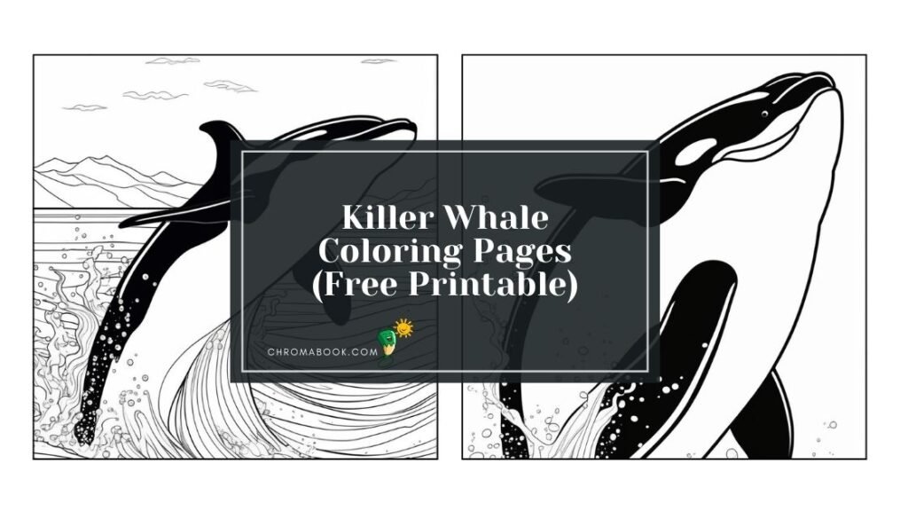 A detailed coloring page featuring a majestic killer whale swimming amidst ocean waves, perfect for a free printable activity.