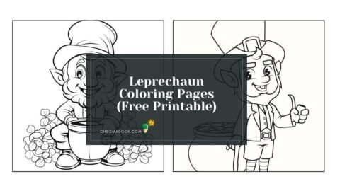 A whimsical leprechaun surrounded by shamrocks and a pot of gold, perfect for a fun coloring page. Free printable for all ages!