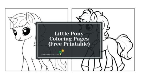 A whimsical coloring page featuring cute little ponies surrounded by flowers and stars, perfect for kids. Free printable!