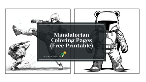 Intricate Mandalorian-themed design featuring iconic elements, perfect for a fun coloring page. Available as a free printable!