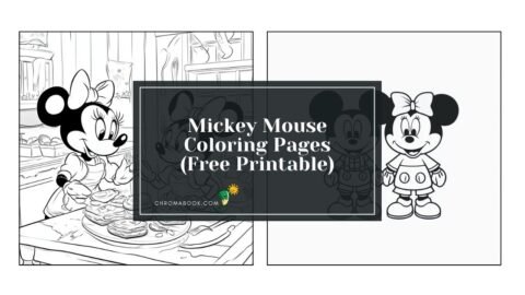A fun Mickey Mouse coloring page featuring his iconic silhouette and playful elements, perfect for kids. Free printable!