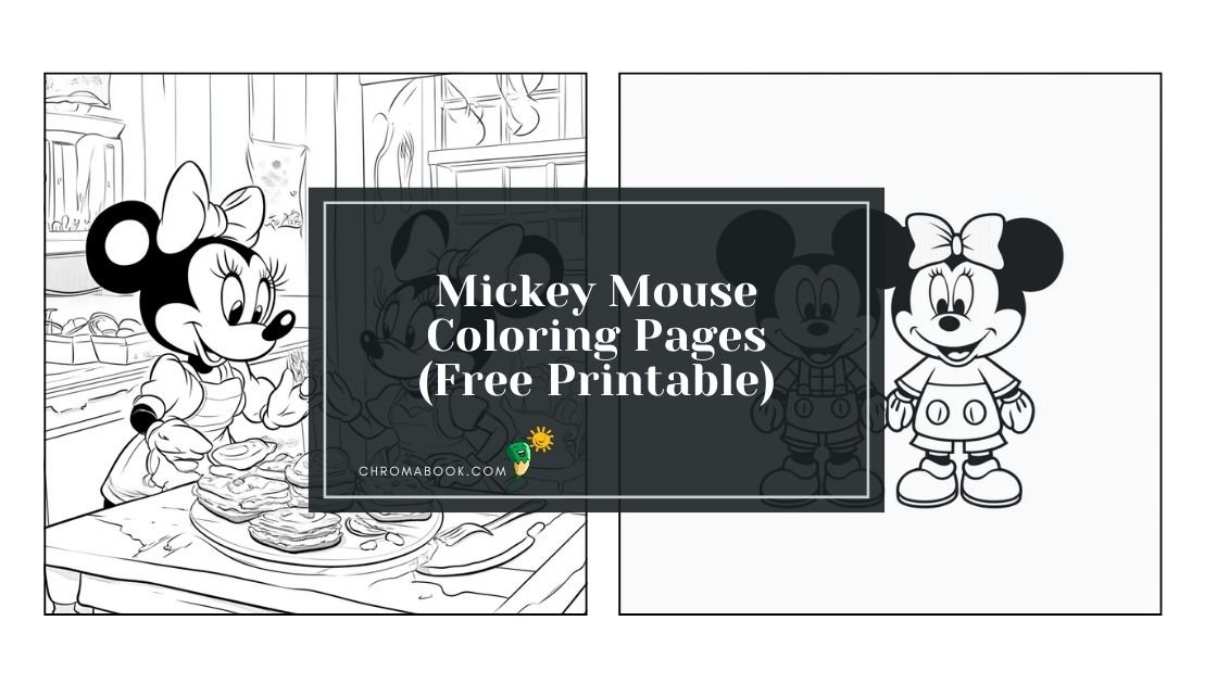 A fun Mickey Mouse coloring page featuring his iconic silhouette and playful elements, perfect for kids. Free printable!