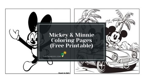 A fun Mickey and Minnie coloring page featuring the beloved characters in playful poses, perfect for kids. Free printable!