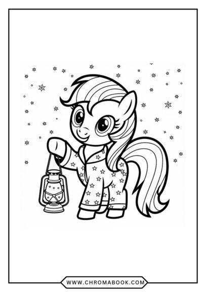 A fun My Little Pony Rainbow Dash coloring page featuring the character surrounded by clouds and stars, perfect for a free printable activity.