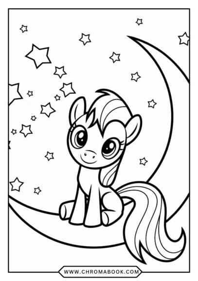 A vibrant My Little Pony Rainbow Dash coloring page featuring a dynamic pose, perfect for kids. Free printable for creative fun!