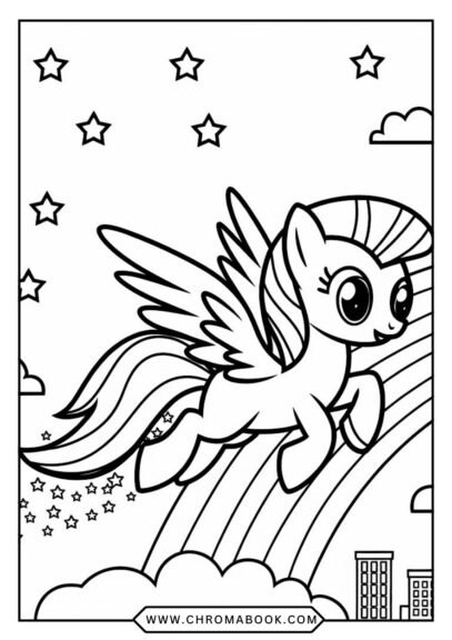 A whimsical coloring page featuring Twilight Sparkle from My Little Pony, perfect for fans. Enjoy this free printable design!