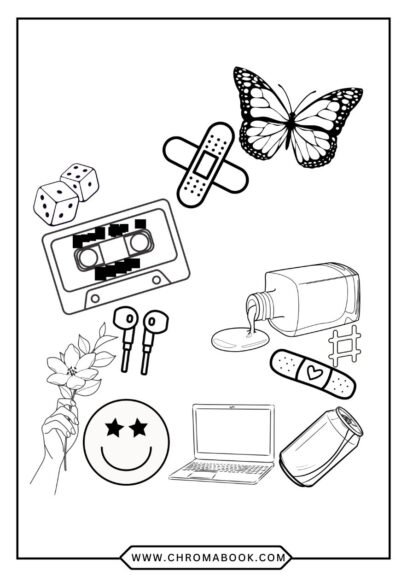 A fun Olivia Rodrigo coloring page featuring whimsical music notes and vibrant floral patterns, perfect for a free printable activity.