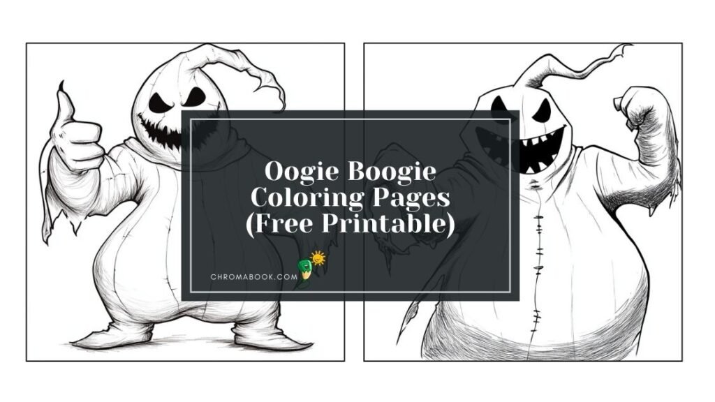 A whimsical Oogie Boogie character from "The Nightmare Before Christmas," perfect for a fun coloring page, free printable for all ages.