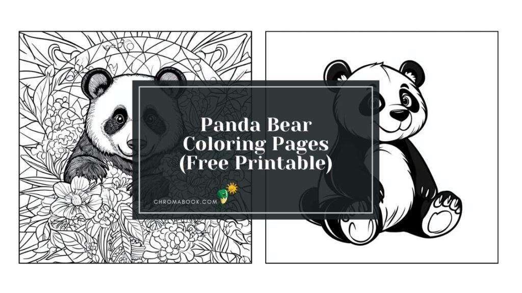 A cute panda bear surrounded by bamboo leaves on this coloring page, perfect for relaxation and creativity. Free printable!