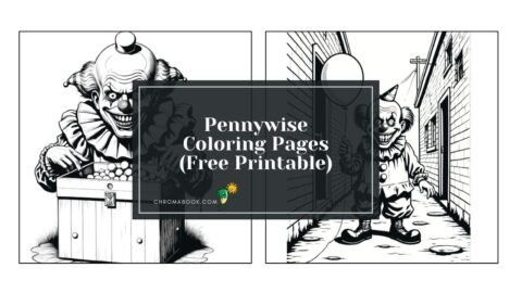A spooky Pennywise coloring page featuring intricate details, perfect for fans of horror. Free printable for creative fun!