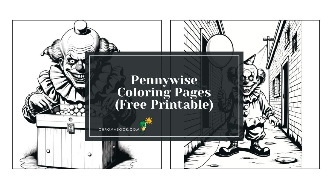 A spooky Pennywise coloring page featuring intricate details, perfect for fans of horror. Free printable for creative fun!