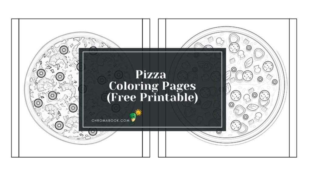 A fun pizza-themed coloring page featuring various pizza slices, toppings, and playful designs; perfect for a free printable activity!