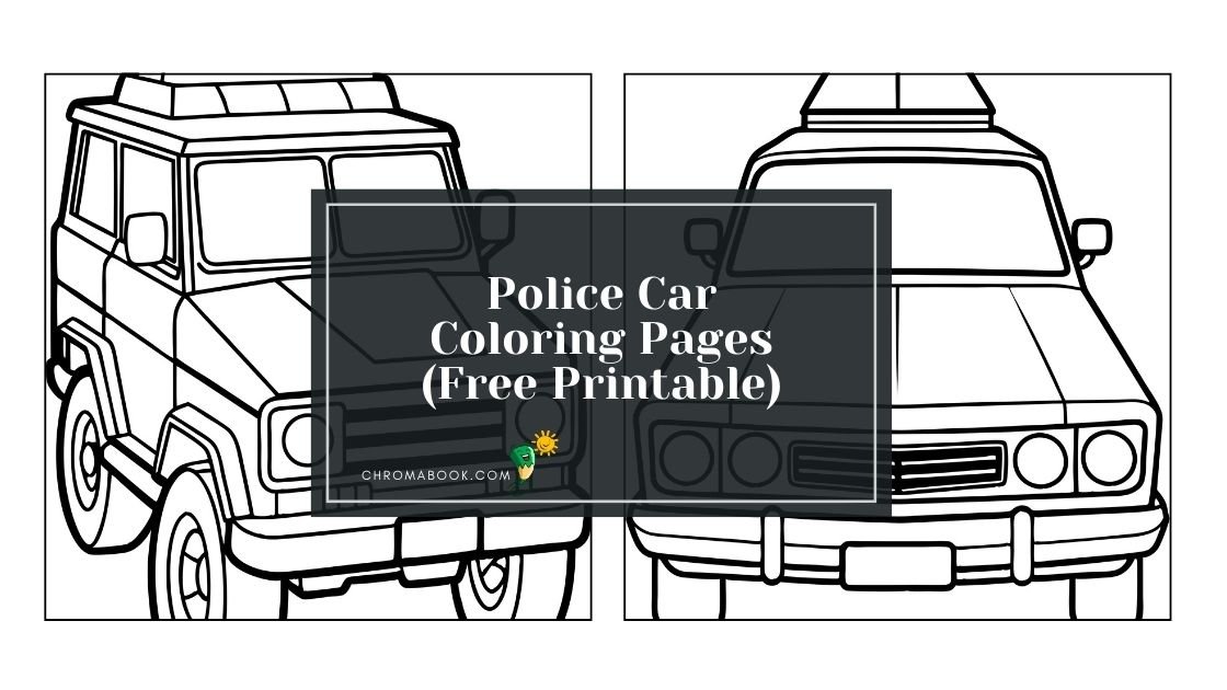 A detailed police car coloring page featuring a classic patrol vehicle, perfect for kids. Free printable for creative fun!