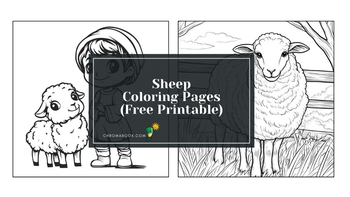 A delightful sheep coloring page featuring a cute, cartoon-style sheep surrounded by flowers, perfect for kids. Free printable!