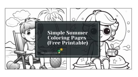 A vibrant summer-themed coloring page featuring playful animals, flowers, and sun motifs, perfect for kids. Free printable!