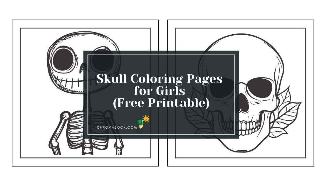 A whimsical skull design adorned with floral patterns and intricate details, perfect for a coloring page. Free printable for creative fun!
