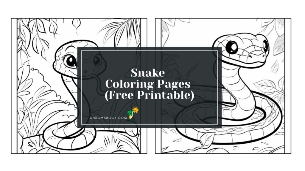 Intricate snake design winding through floral patterns, perfect for relaxation and creativity. Coloring page, free printable!