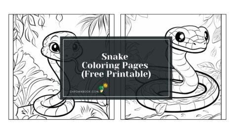 Intricate snake design winding through floral patterns, perfect for relaxation and creativity. Coloring page, free printable!