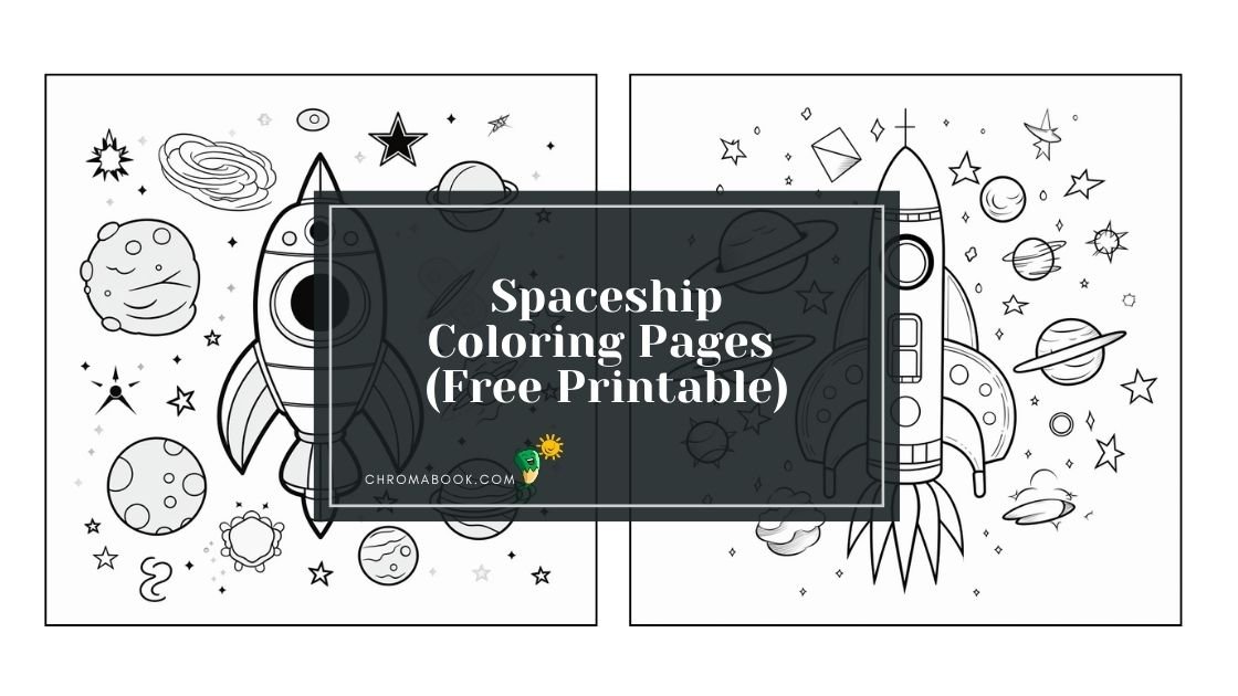 A whimsical spaceship coloring page featuring fun designs and stars, perfect for creativity—free printable for all ages!