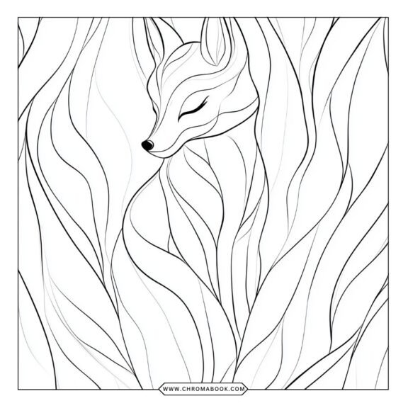 A whimsical Spirit Fox surrounded by intricate floral patterns, perfect for a relaxing activity. Free printable coloring page!