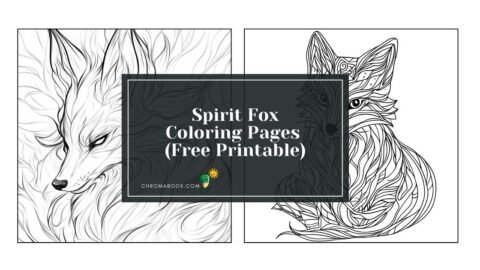 A whimsical spirit fox surrounded by intricate floral patterns, perfect for a creative escape in this free printable coloring page.
