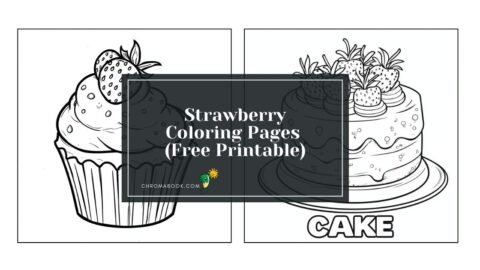 A whimsical strawberry-themed coloring page featuring large strawberries and leaves, perfect for creative fun. Free printable!