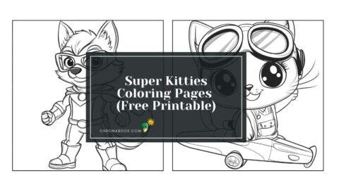 A whimsical coloring page featuring playful super kitties in capes, perfect for kids. Enjoy this free printable for creative fun!