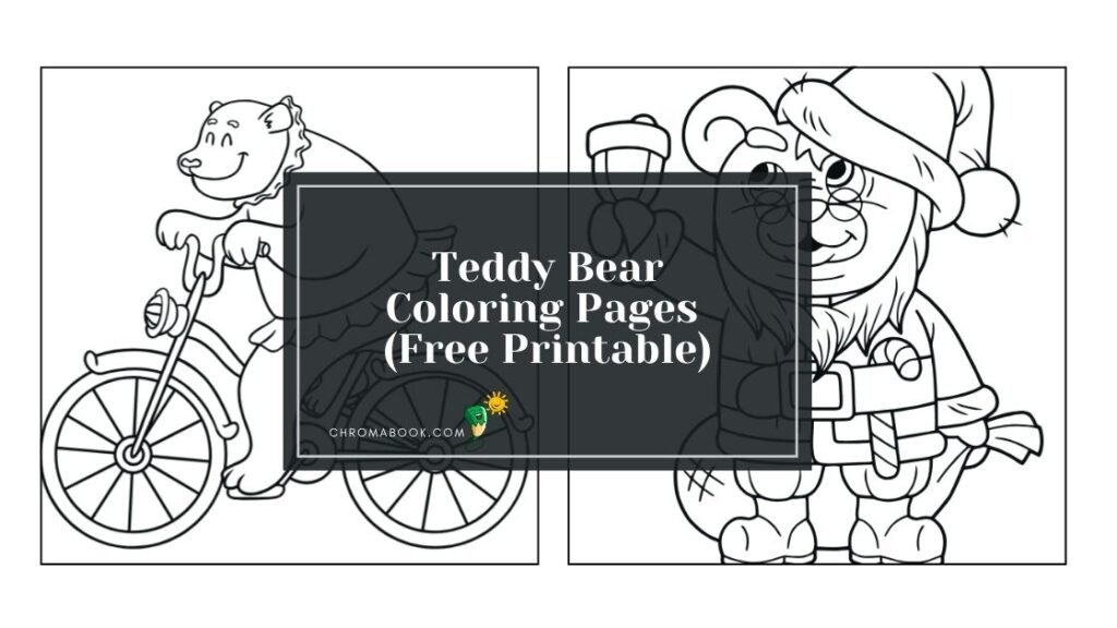 A cute teddy bear surrounded by playful elements, perfect for kids. Enjoy this fun coloring page, available as a free printable!