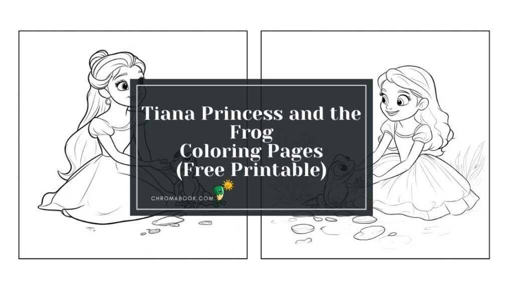A charming coloring page featuring Princess Tiana from "The Princess and the Frog," perfect for fans and available as a free printable.