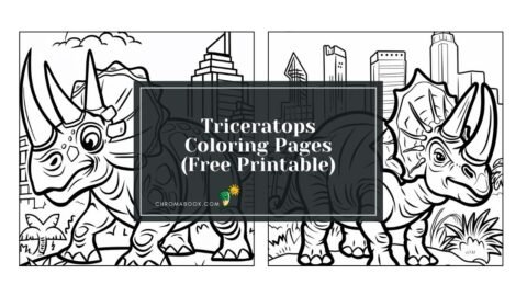 A fun triceratops coloring page featuring a detailed dinosaur design, perfect for kids and adults; free printable for creative enjoyment.