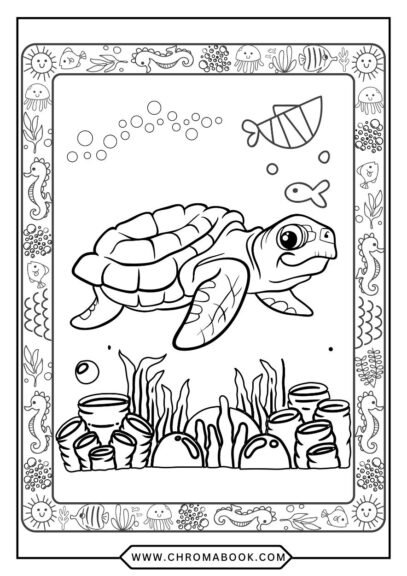 A detailed turtle coloring page featuring intricate patterns and designs, perfect for relaxation. Free printable for creative fun!