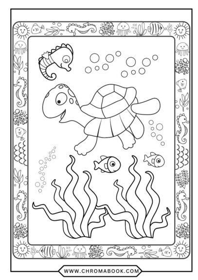 A whimsical turtle-themed coloring page featuring intricate patterns and designs, perfect for creative fun. Free printable!