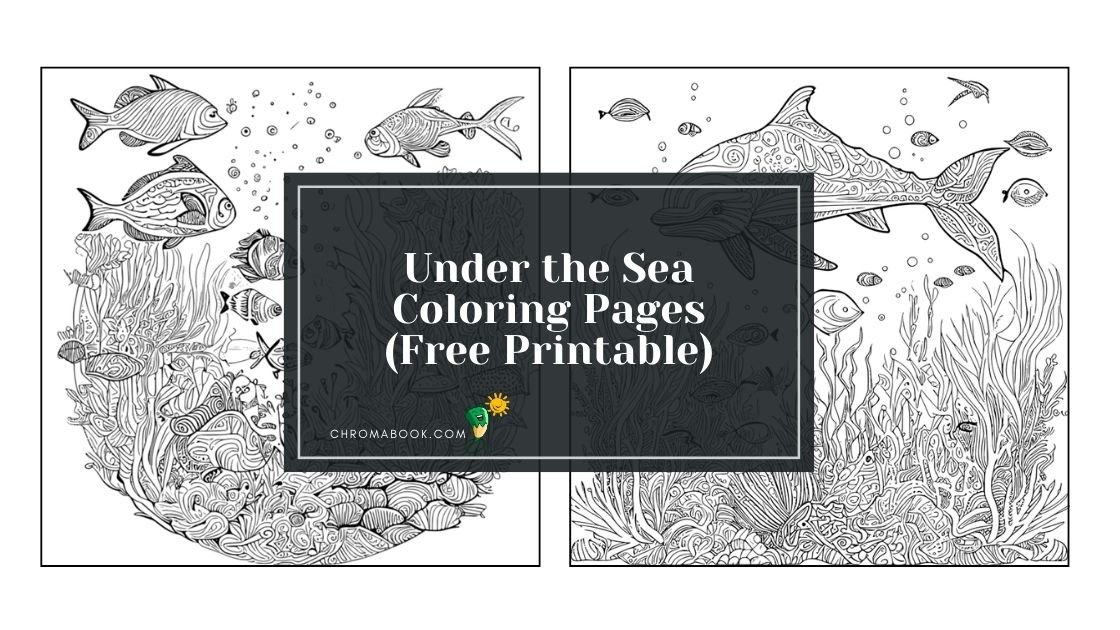 A whimsical under-the-sea coloring page featuring fish, coral, and seaweed, perfect for creative fun. Free printable!
