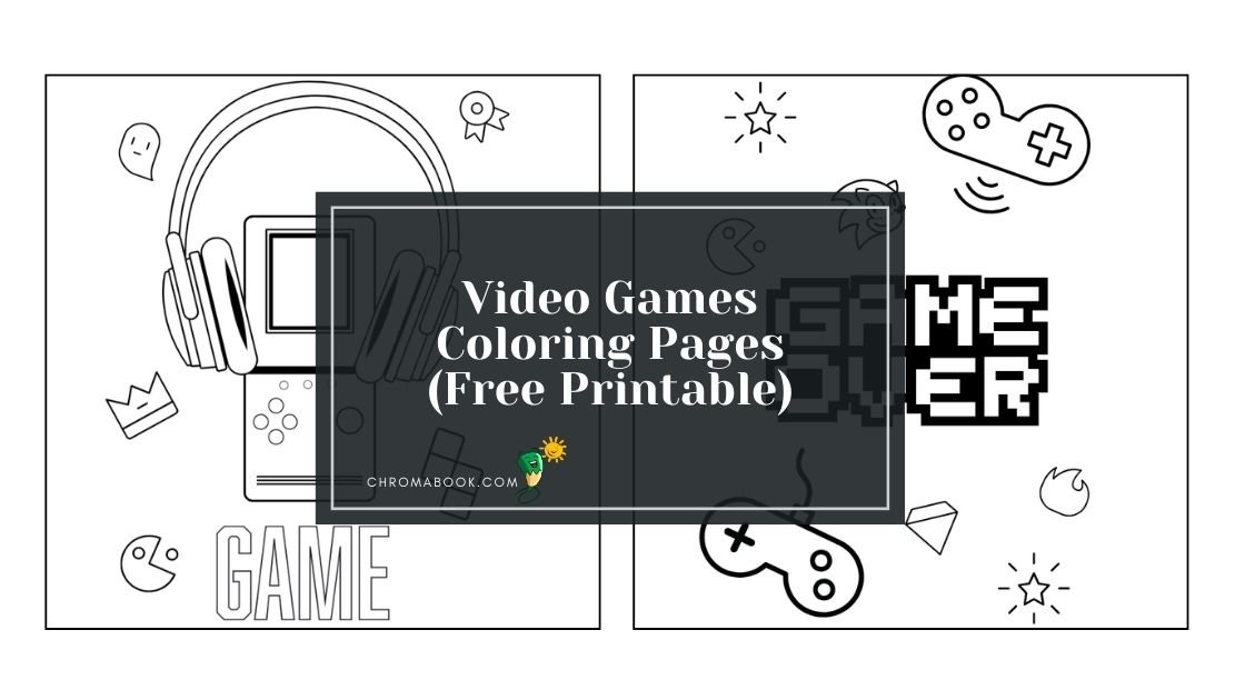 A fun video game-themed coloring page featuring iconic controllers, characters, and items, perfect for creative minds. Free printable!