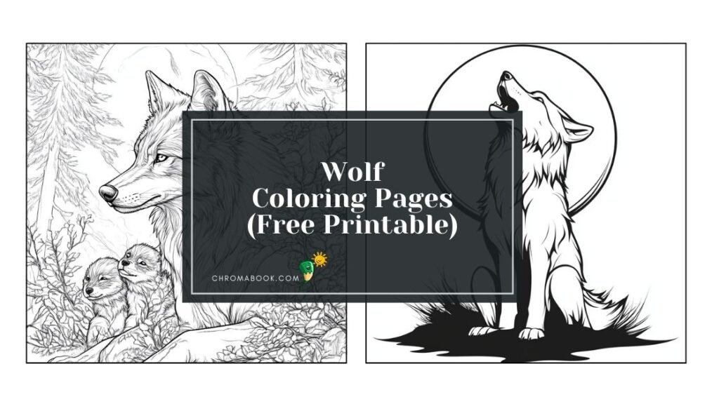 A detailed wolf coloring page featuring intricate patterns and designs, perfect for creativity. Download this free printable today!