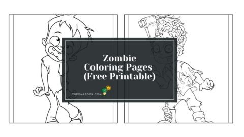 A spooky zombie illustration with intricate details perfect for a coloring page, available as a free printable for creative fun.