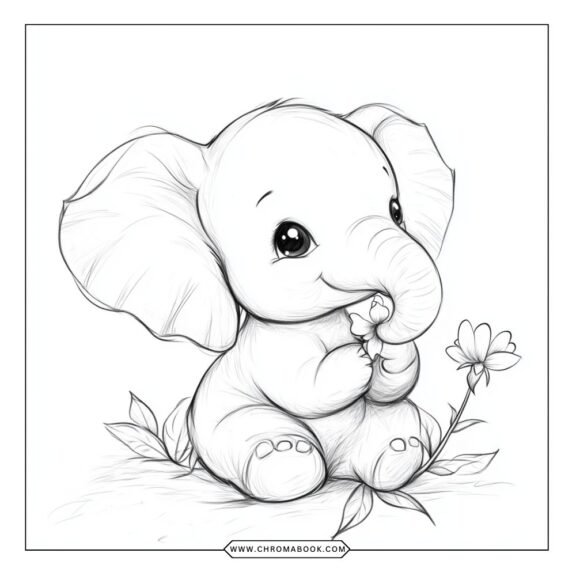 A whimsical elephant coloring page featuring intricate floral patterns, perfect for relaxation. Free printable for creative fun!