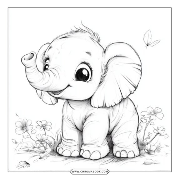 A whimsical elephant adorned with intricate patterns, perfect for a fun coloring page. Enjoy this free printable creation!