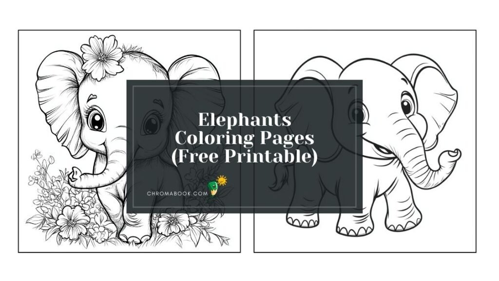 A whimsical elephants coloring page featuring intricate patterns and floral designs, perfect for creative fun. Free printable!