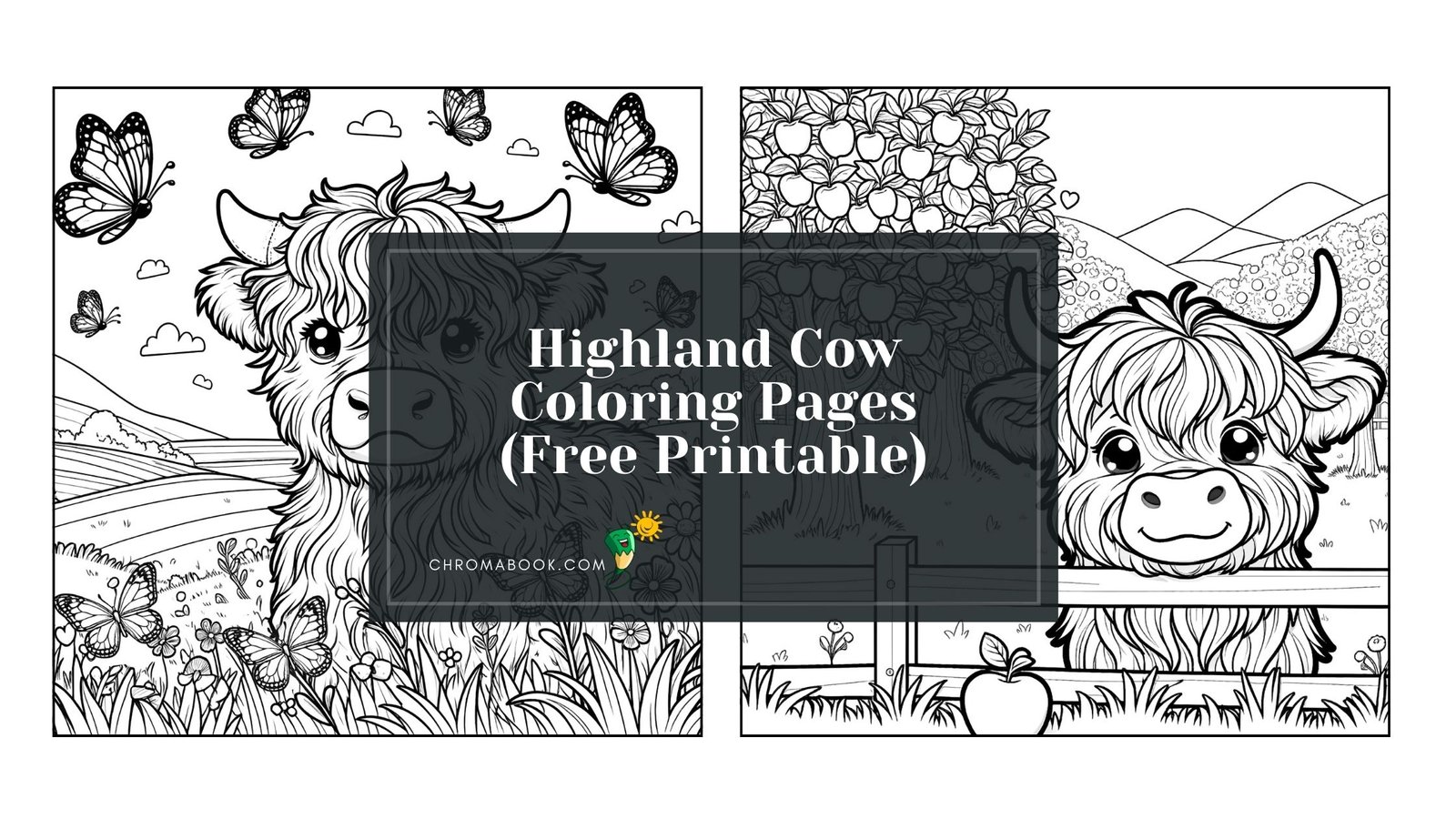 A charming highland cow coloring page featuring intricate patterns and textures, perfect for relaxation. Free printable for all ages!