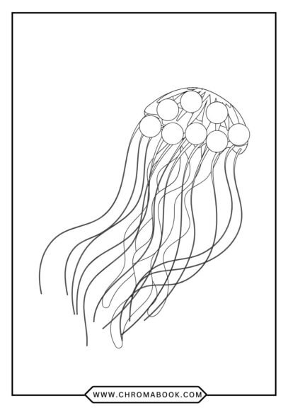 A whimsical jellyfish coloring page featuring intricate patterns and flowing tentacles, perfect for creative relaxation. Free printable!