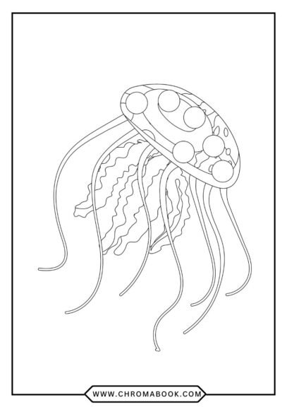 A whimsical jellyfish floating gracefully, featuring intricate patterns, perfect for a fun coloring page. Free printable design!