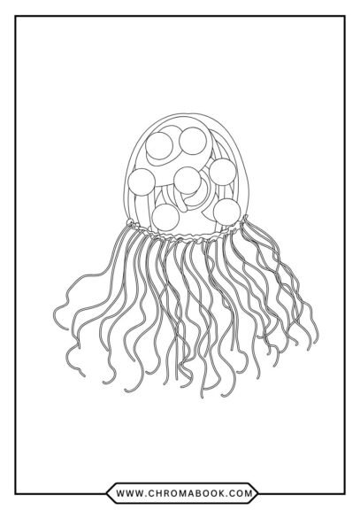 Intricate jellyfish design with flowing tentacles and delicate patterns; perfect for a relaxing coloring page. Free printable!